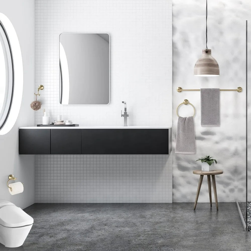 Brushed Gold 4 Piece Bathroom Hardware Set Towel Bar