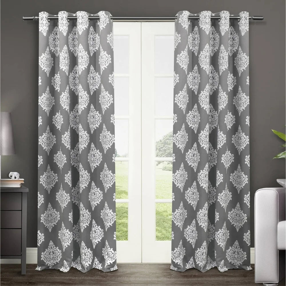 Medallion Room Darkening Blackout Curtain Panel Set 52x84 Grommet Top Thermal Insulated Drapes Living Room Bedroom