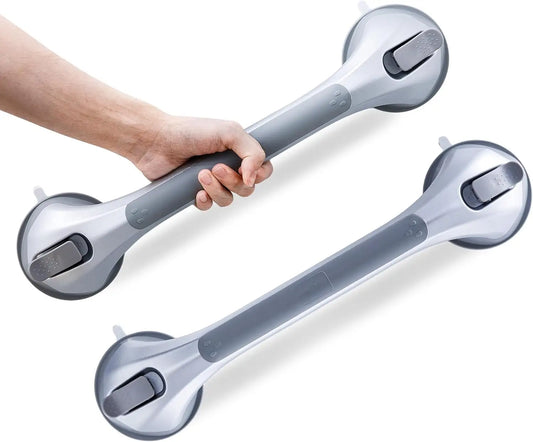 2 Pack Suction Shower Grab Bars For Seniors Waterproof Easy Install No Drill