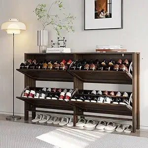 Freestanding Shoe Cabinet With Four Drawers Engineered Wood