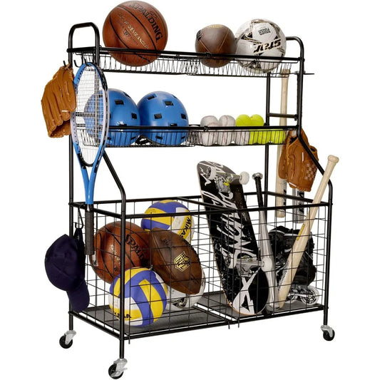 Hign Concerned Garage Sports Equipment Organizer On Wheels