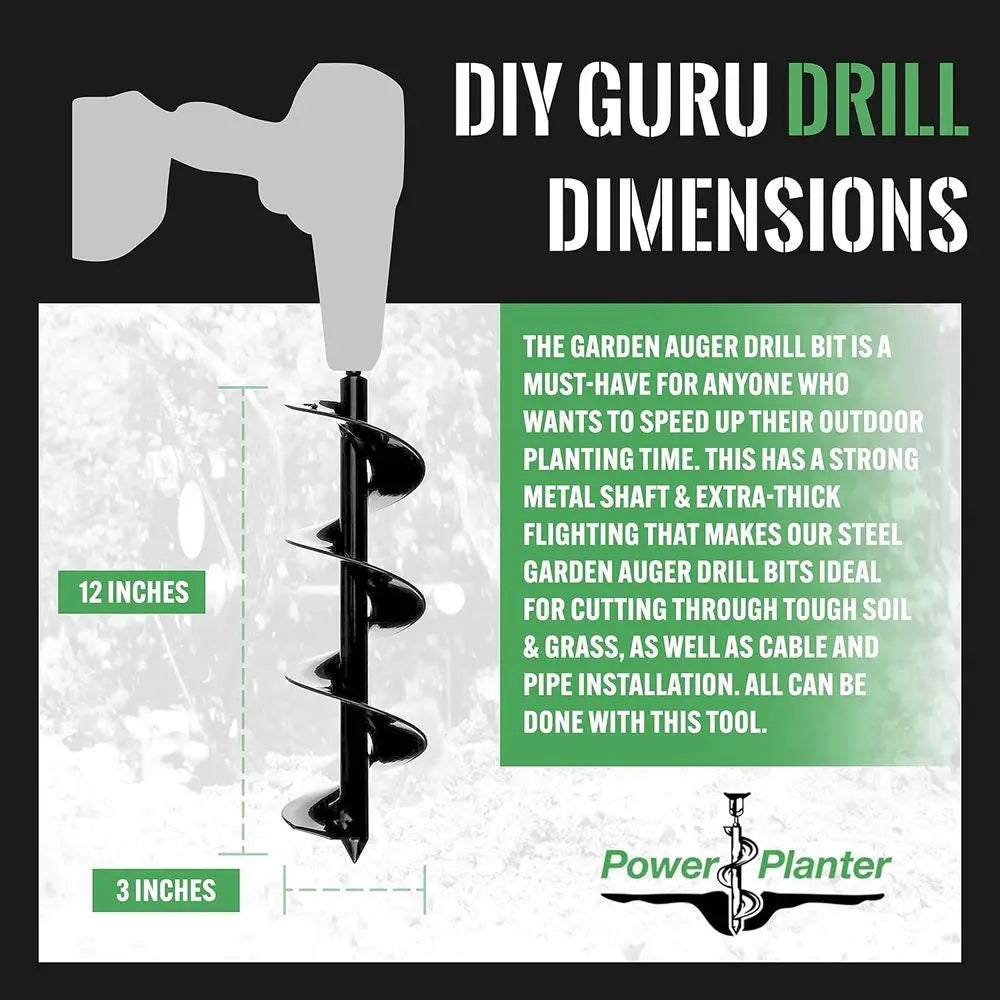 Garden Auger Drill Bit for Post Holes Chrome Vanadium Steel