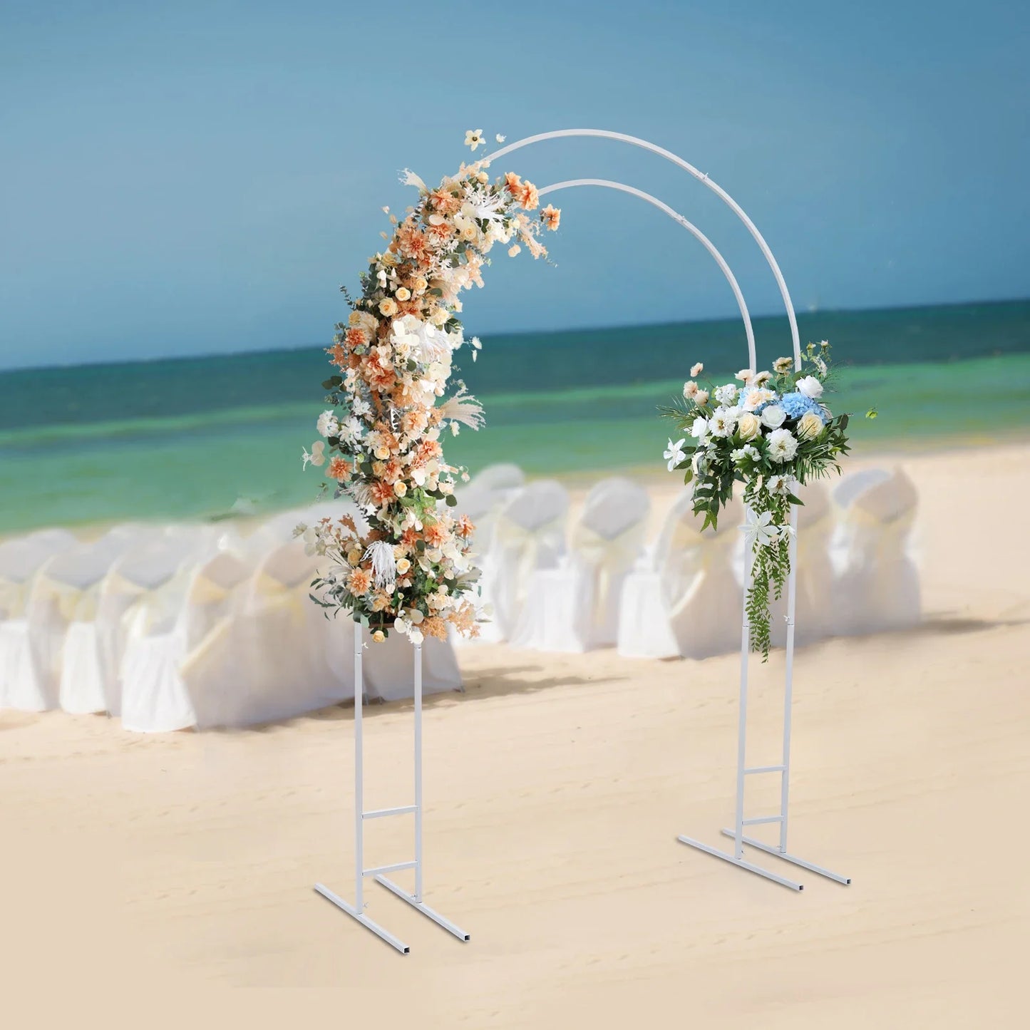 NONECN Metal Open Arch Backdrop Stand Double Arch Frame For Ceremonies