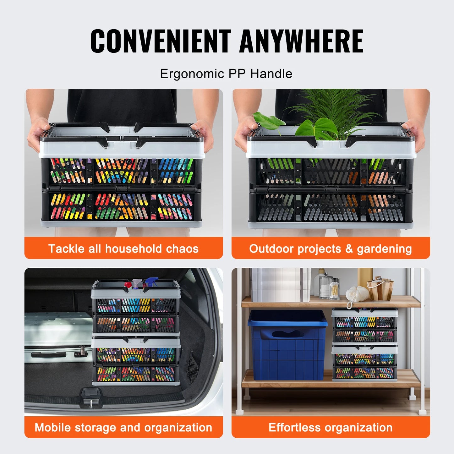 SucceBuy 3pc Foldable Storage Basket Crate For Kitchen