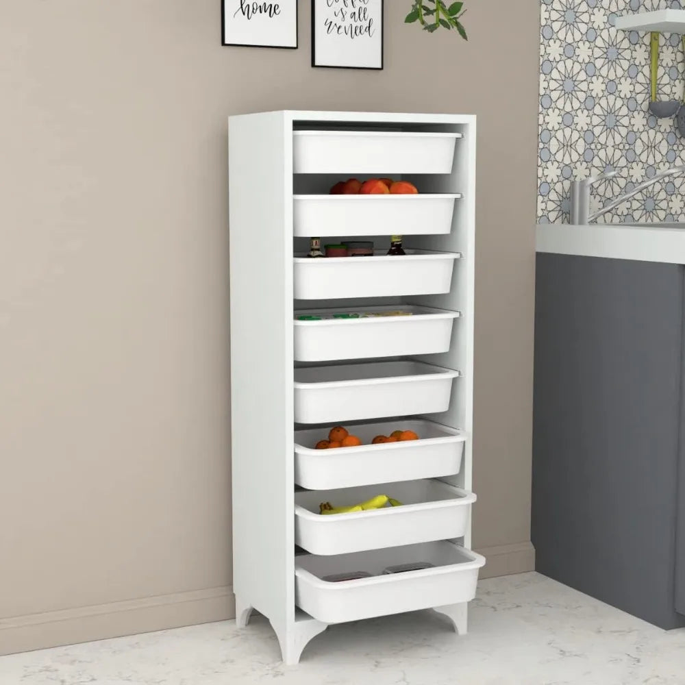 White Dresser, Closet Organizers and Storage, Storage Cabinet Bins, Drawers, 8 Shelf Wood Bathroom Office Kitchen Garage Pantry