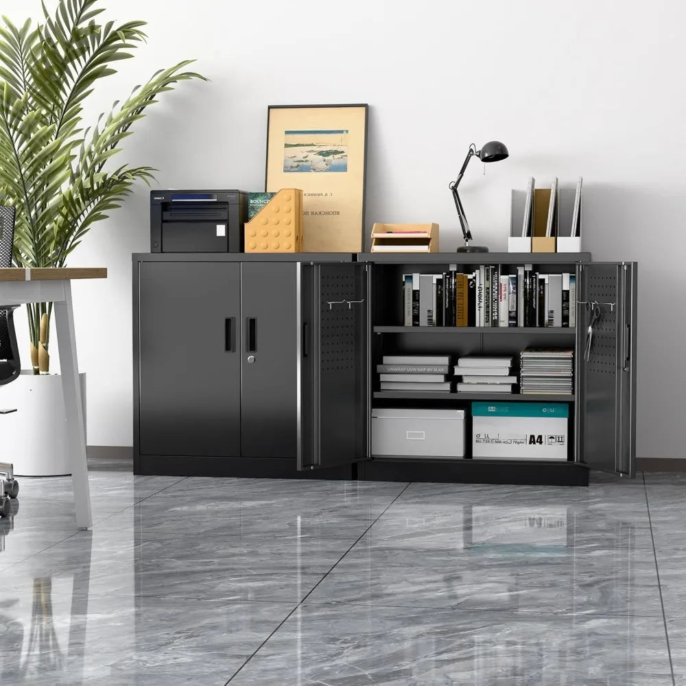 Metal Storage Cabinet Lockable Doors And Adjustable Shelves