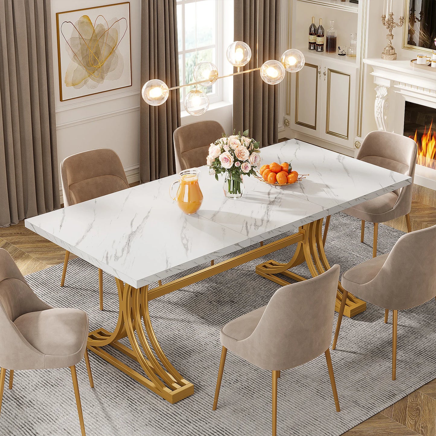 Tribesigns Rectangular Dining Table For 4 To 6 People