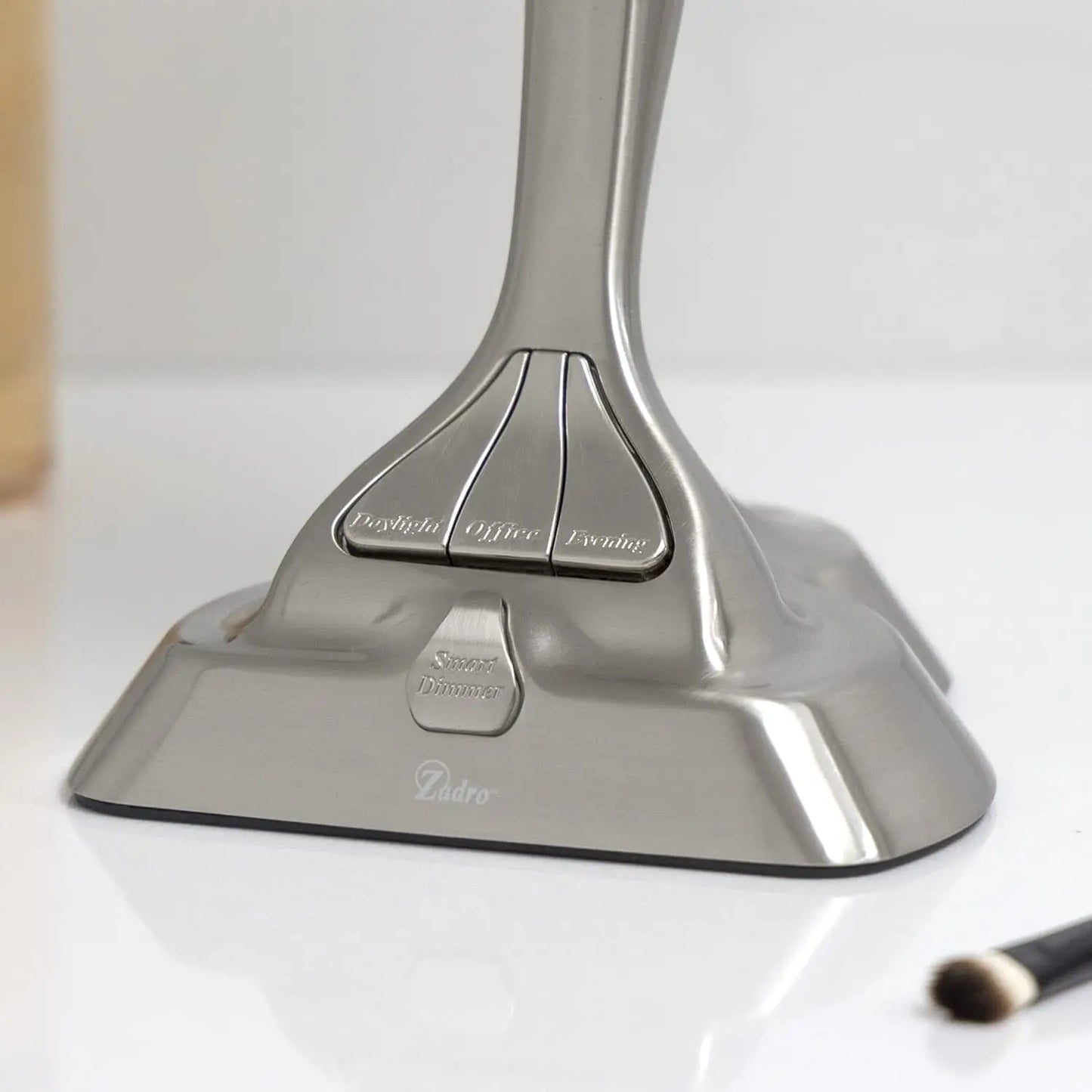 9" Round Dimable 3 LED Light Color Dual-Sided Magnified Makeup Mirror, Touch Dimmer Control (Satin Nickel, 10X/1X)