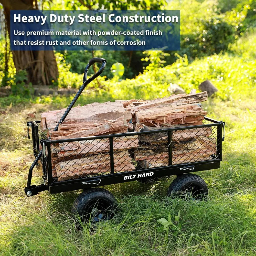 Flat Free Tire Steel Garden Cart 400 Lbs Rotating Handle