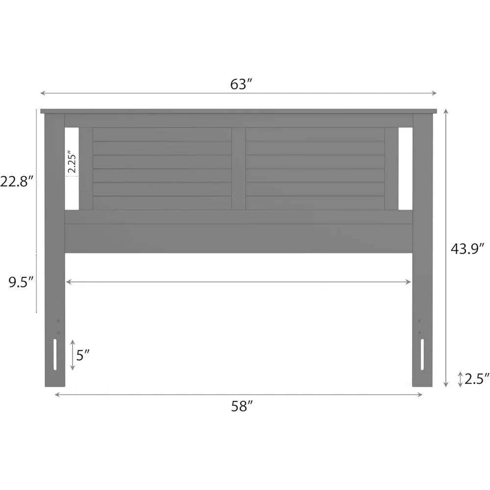 Serene Poplar Wood Queen Headboard, Modern Farmhouse Panel with Horizontal Scoring, Queen Size Headboard in White, Casual Coasta
