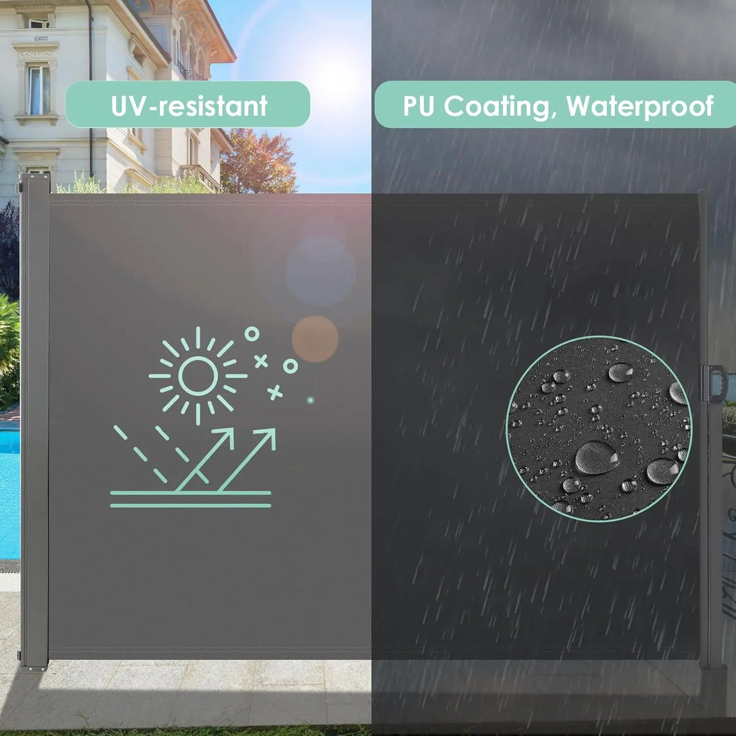 Frame Retractable Side Awning UV 50 Plus Aluminum Rustproof