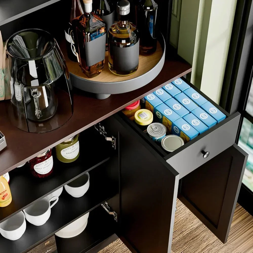 GUANGBAI Tall Kitchen Pantry Cabinet With Microwave Shelf