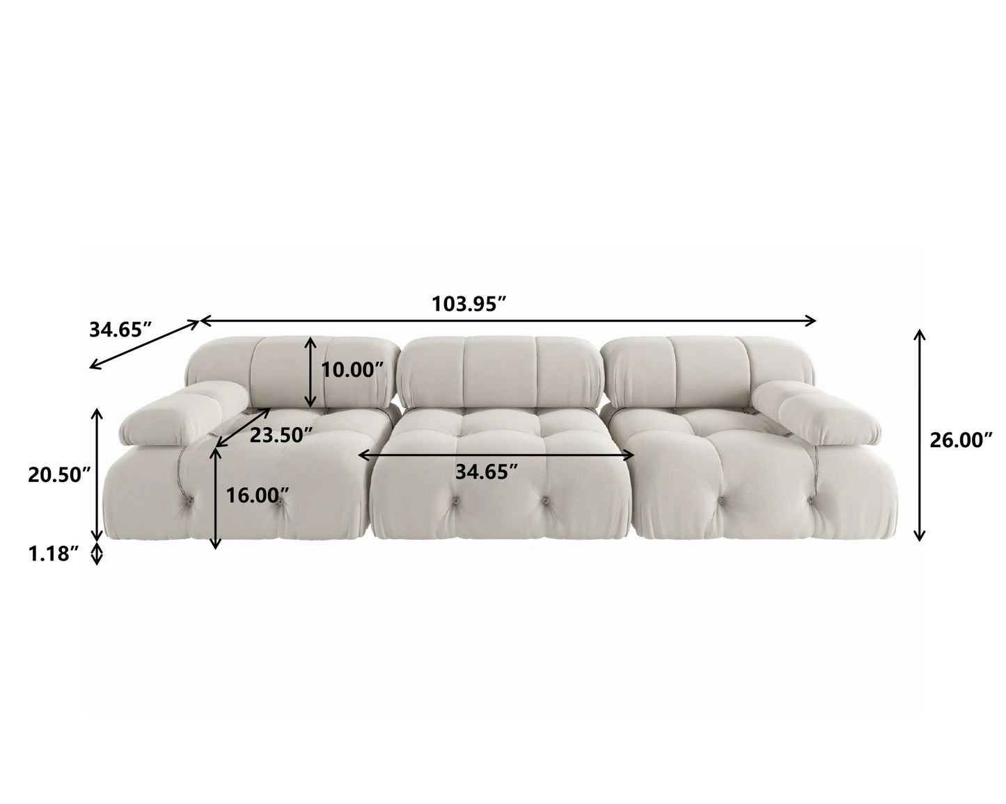 Sdorens Velvet Minimalist Modular Sectional Sofa Convertible for Living Room