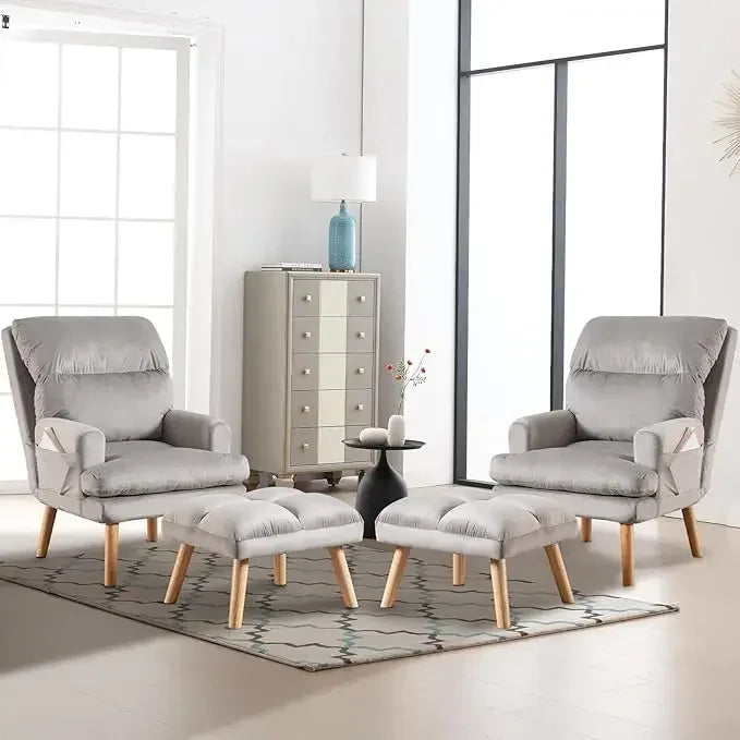 Best Accent Chair with Ottoman – Adjustable Backrest & Side Pockets