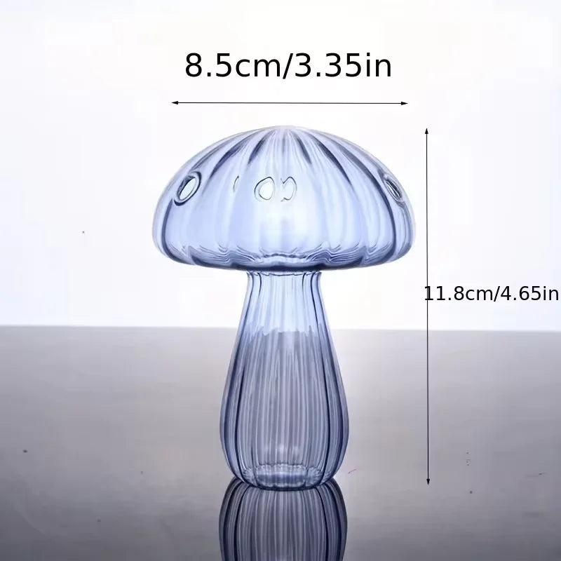 Function Transparent Glass Mushroom Vase for Hydroponics and Aromatherapy