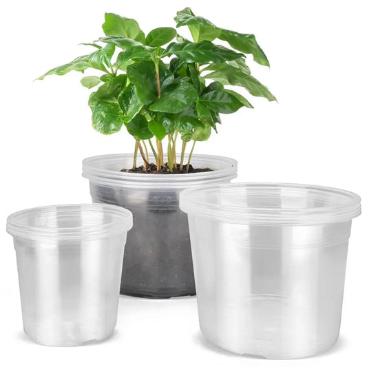 6 8 10 Inch Large Clear Nursery Pots with Drainage, 12 Pack Plastic Pots for Plants, Ideal Seedling Pots and Plant Pots for Vege