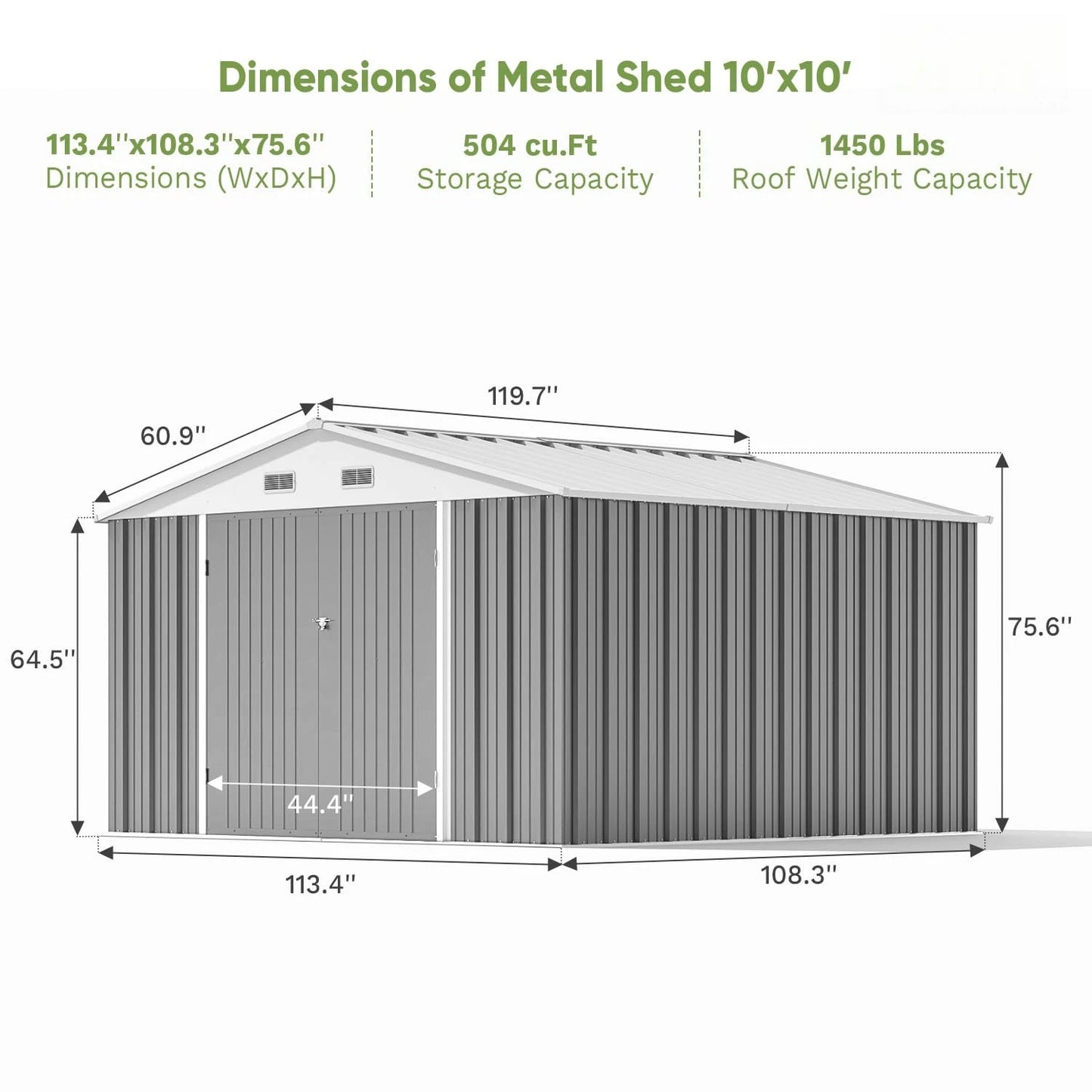 Lockable Metal Storage Shed For Garden Utility Tools Outdoor Use