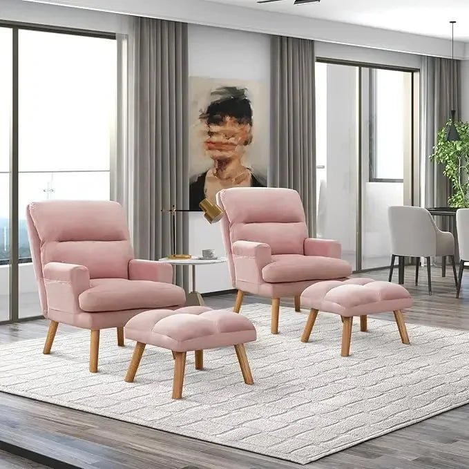 Best Accent Chair with Ottoman – Adjustable Backrest & Side Pockets