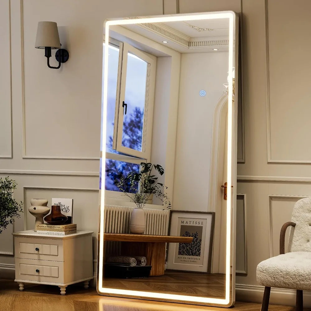 HUANHUI Full Length Mirror With LED Lights 3 Color