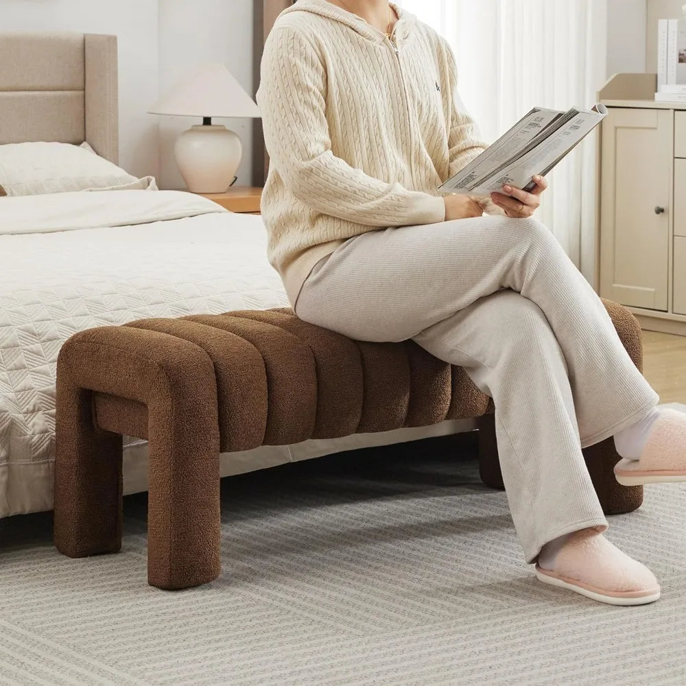 Angduo Upholstered Bench Entryway Ottoman With Wood Legs