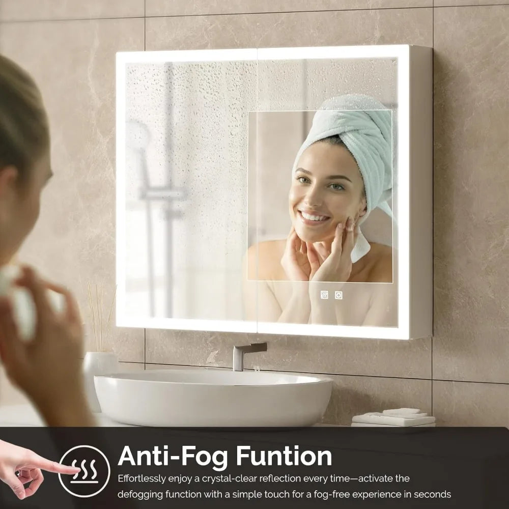 Wall Mounted LED Lighted Medicine Cabinet With Mirror