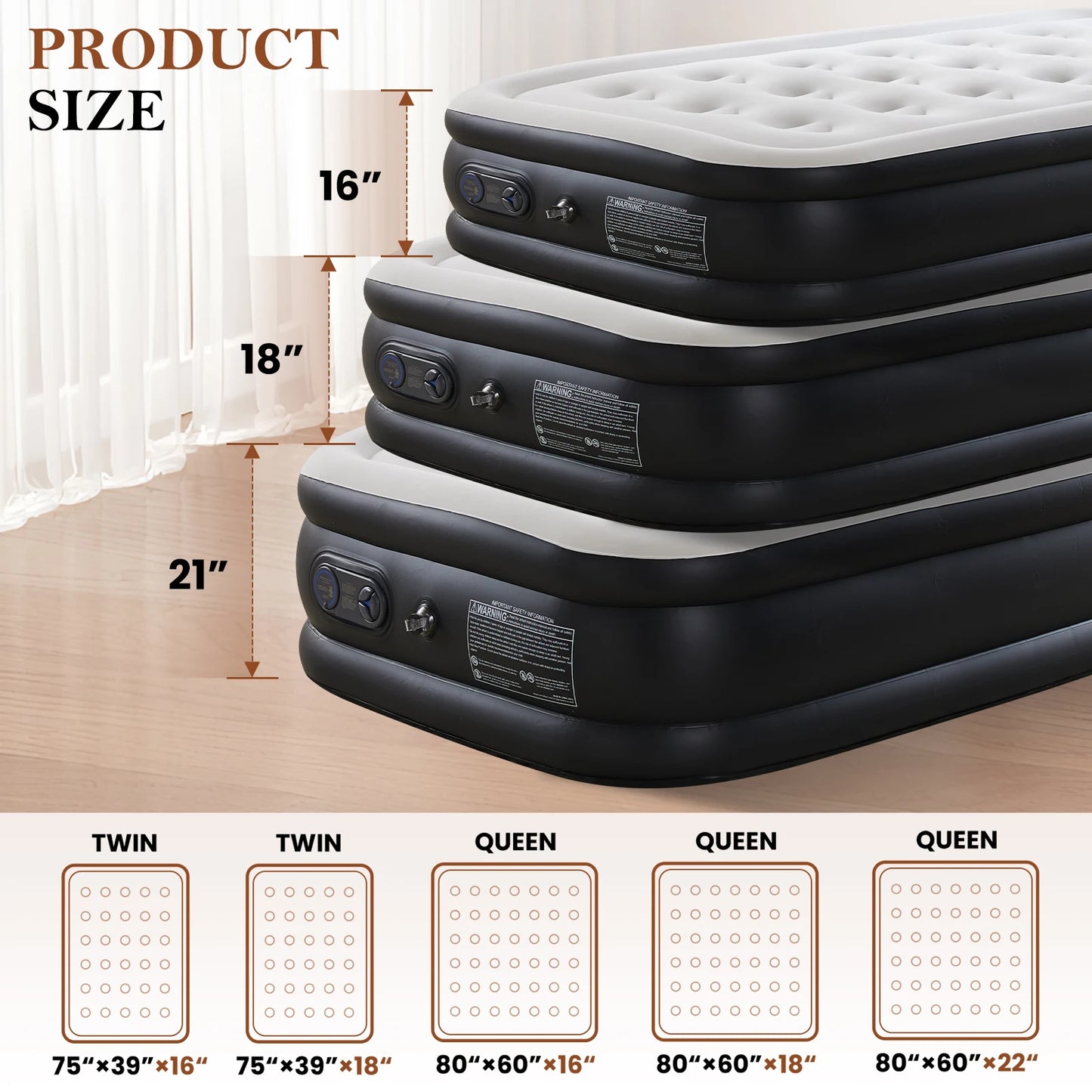 JHK Air Mattress With Double Height Non Slip Bottom