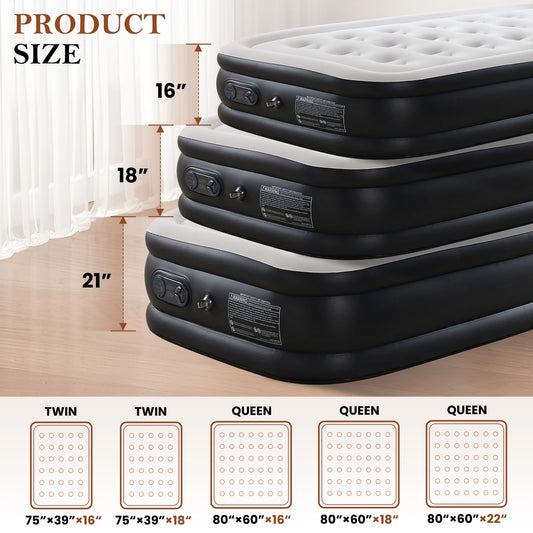 JHK Air Mattress With Double Height Non Slip Bottom