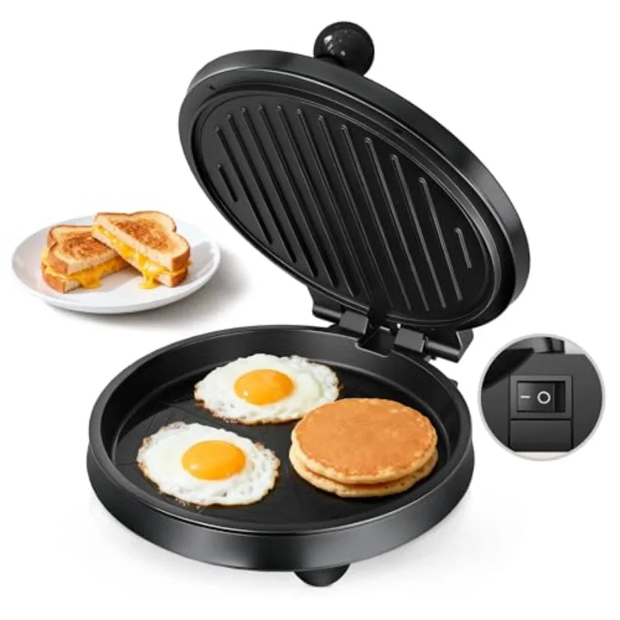 3-In-1 Electric Griddle Panini Press With Nonstick Plates