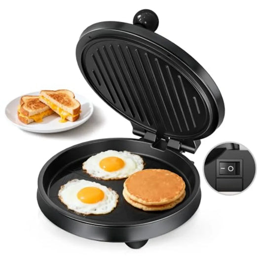 3-In-1 Electric Griddle Panini Press With Nonstick Plates