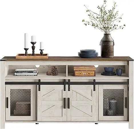 MKDK Farmhouse Buffet Cabinet Rustic Sideboard Barn Doors