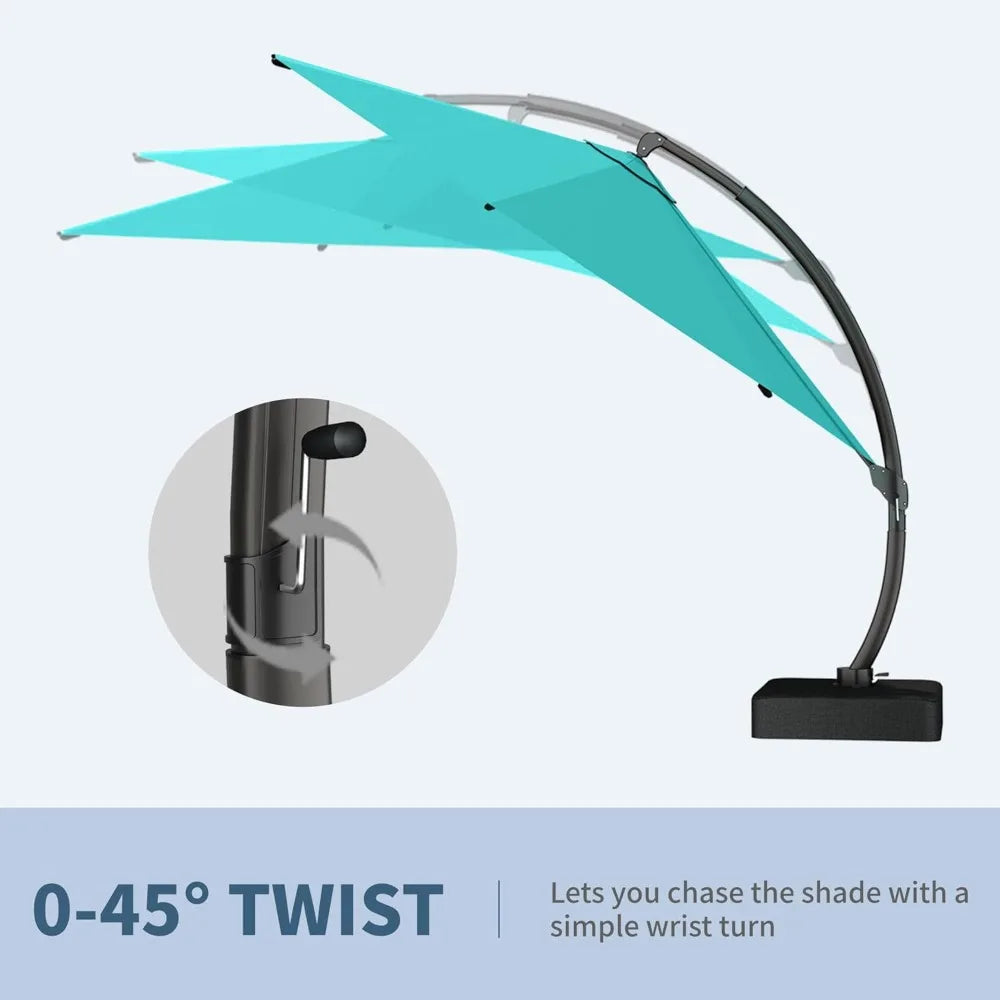 Cantilever Umbrella With Base Heavy Duty 360 Degree Rotating Stand