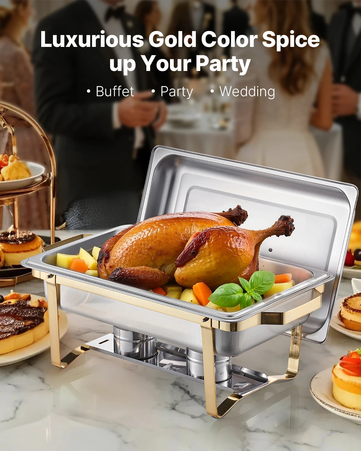 SucceBuy Chafing Dish Buffet Set Stainless Steel Warmer With Pans