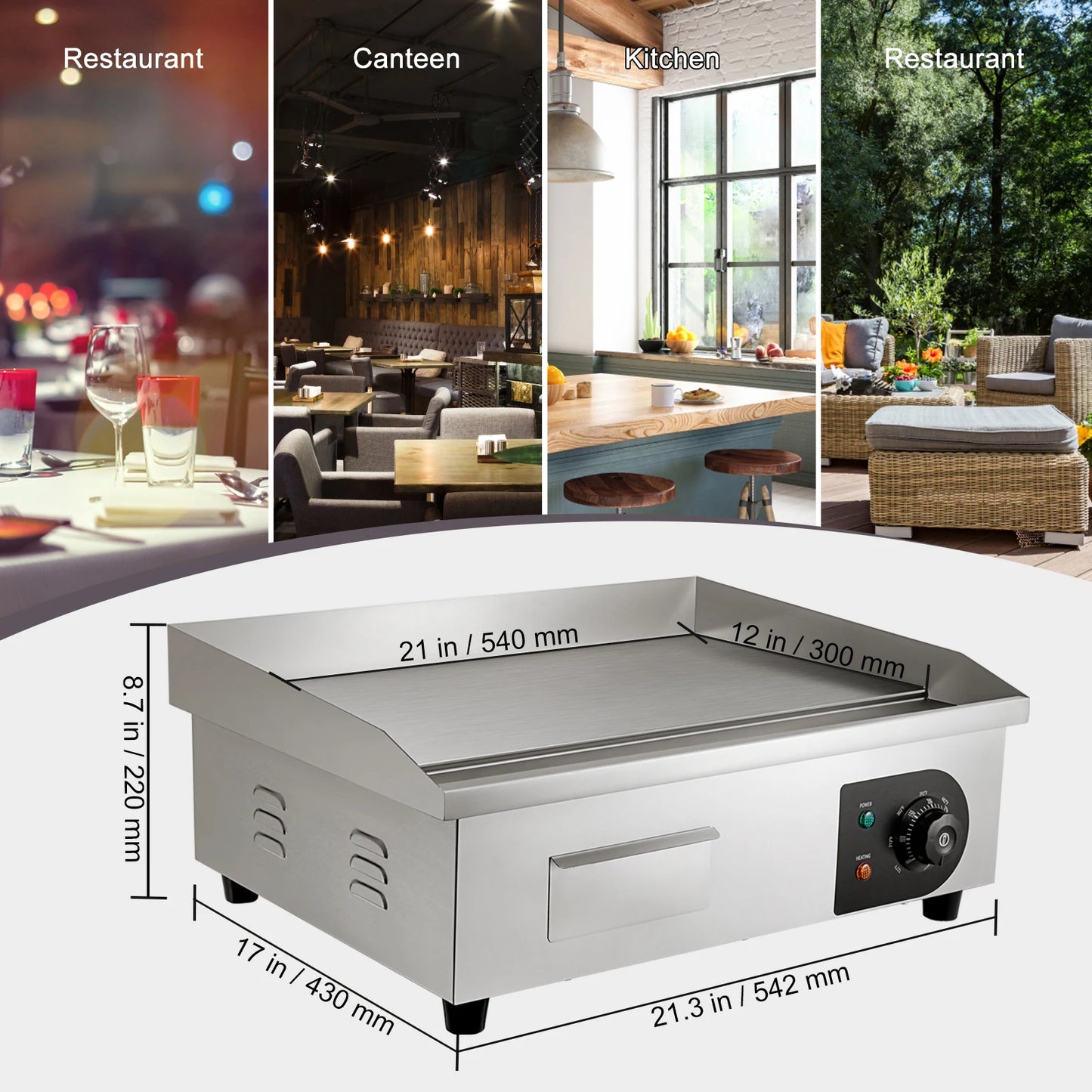 SucceBuy Commercial Electric Grill Teppanyaki Griddle With Temperature Control