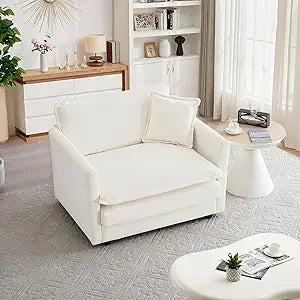 41.4" W Single Seat Sofa, Chenille Comfy Deep Upholstered Couch Armchair with Toss Pillow for Living Room Bedroom Office Apartm