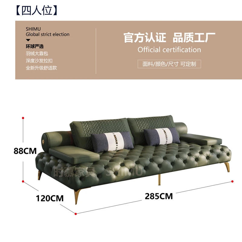 DUTRIEUXCN Italian Genuine Leather Sectional Sofa 3 Piece Set