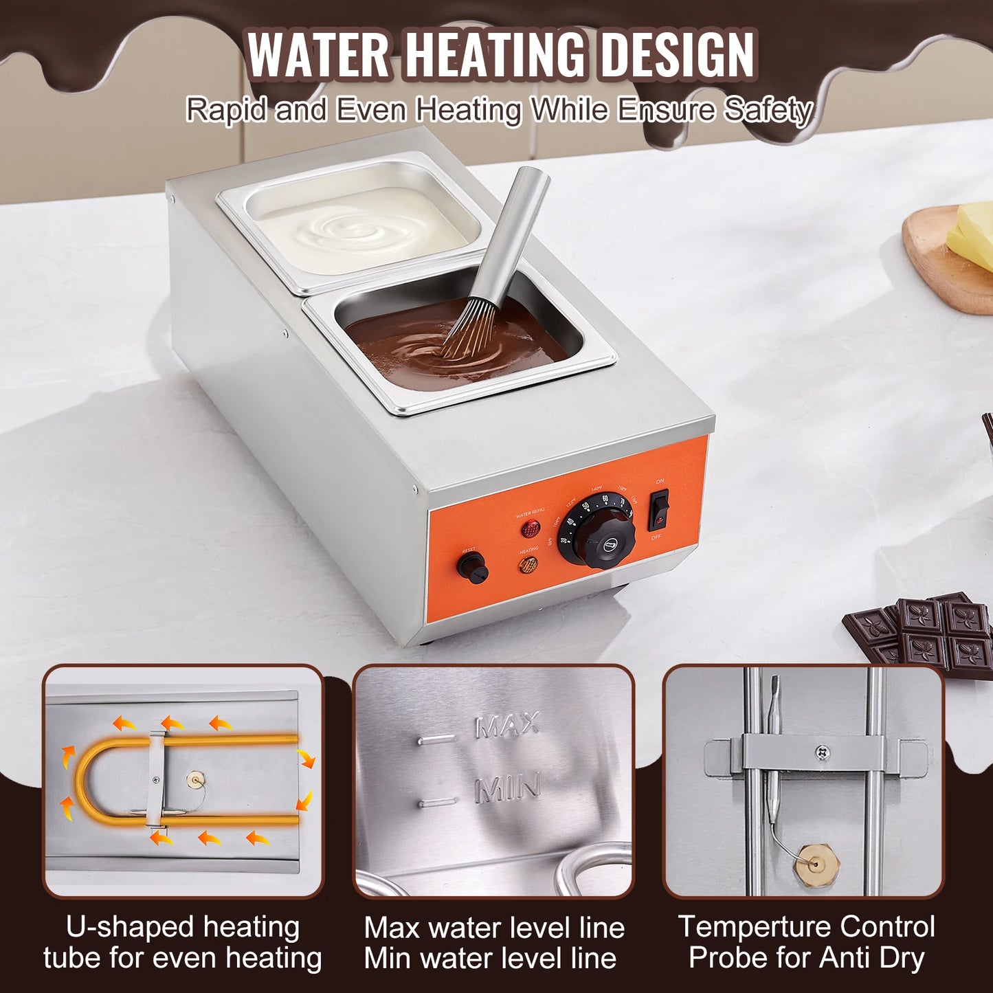 SucceBuy Double Tank Electric Chocolate Tempering Machine