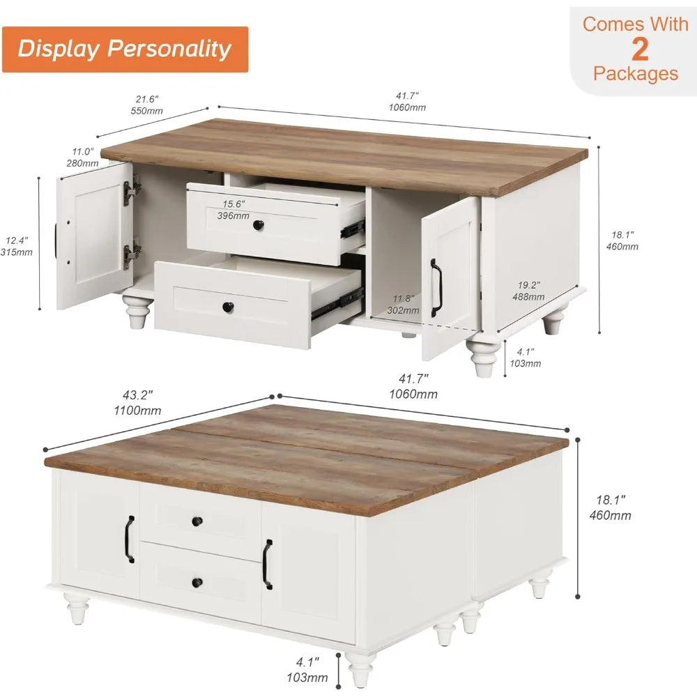 DAFIFY Storage Coffee Tables Living Room Modern Center Table