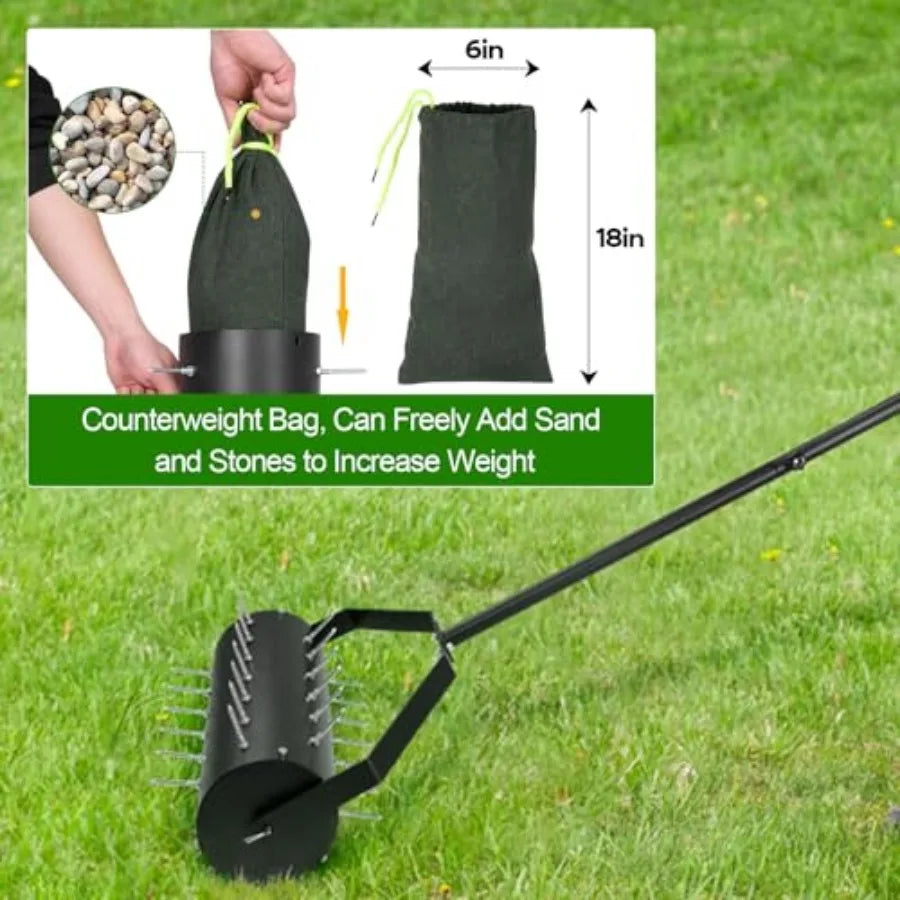 Rolling Lawn Aerator Tool With Heavy Duty Spikes For Lawns