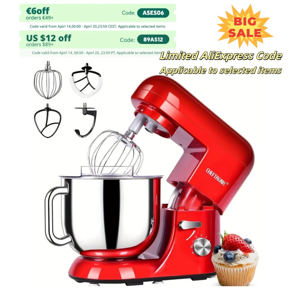 Cheftronic Stand Mixer 650W Tilt-Head Electric Kitchen Mixer