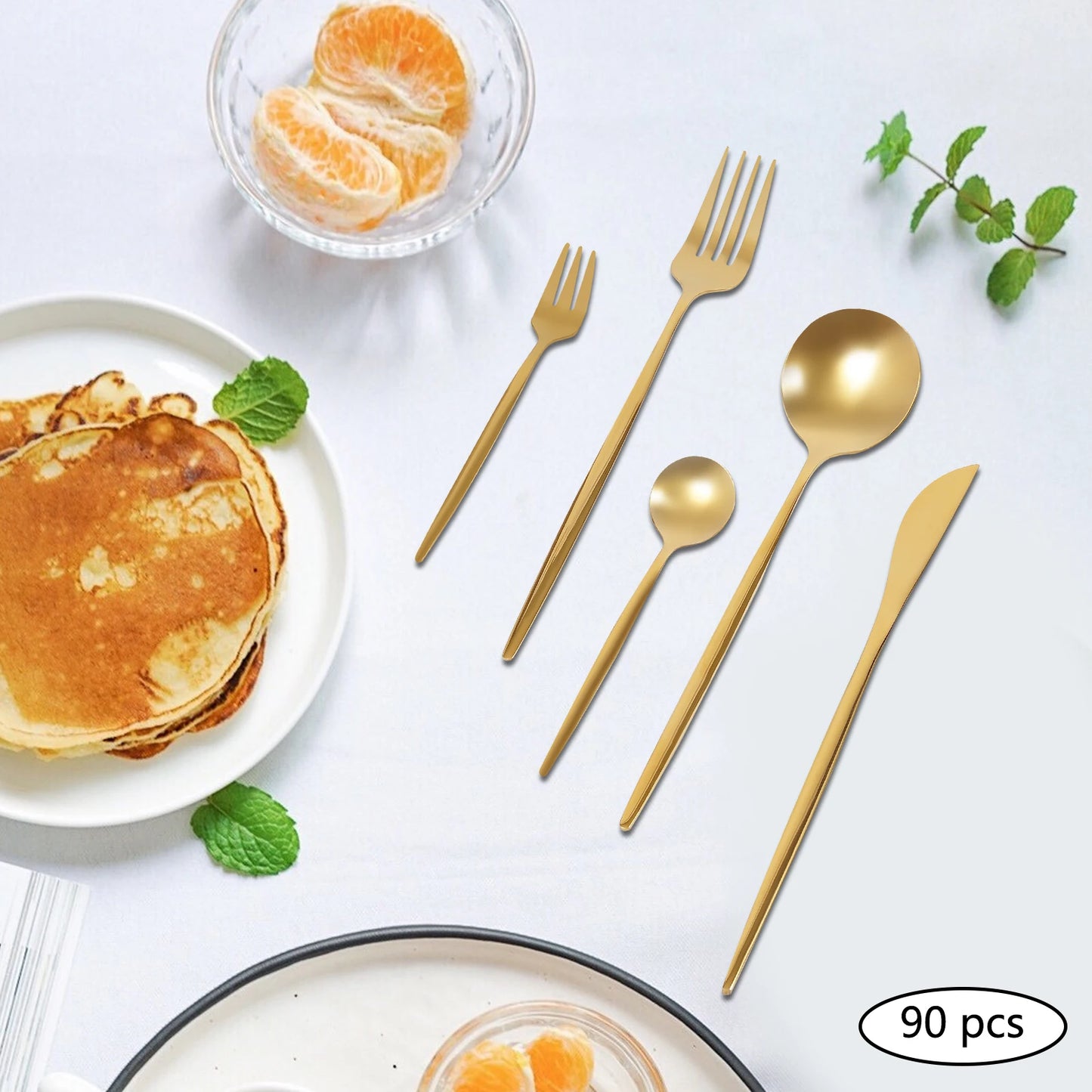 Stainless Steel Flatware Set 90 Pcs Kitchen Dinnerware Cutlery