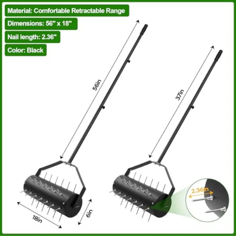 Rolling Lawn Aerator Tool With Heavy Duty Spikes For Lawns