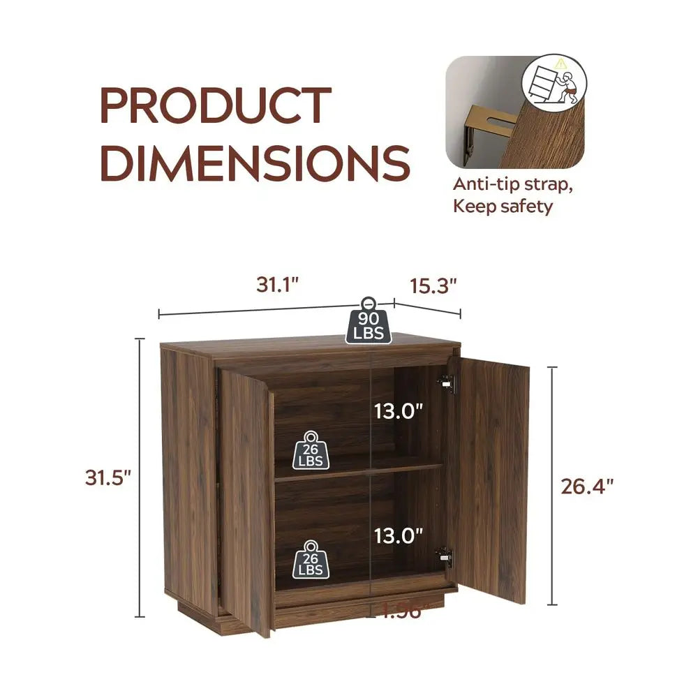 Sideboard Buffet Cabinet With Storage And Adjustable Shelves