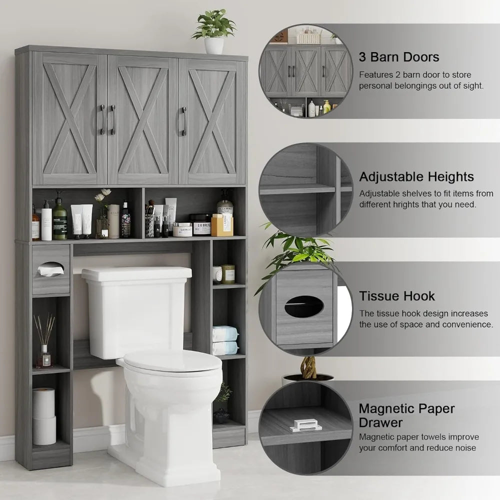 Rustic Over-The-Potty Storage Cabinet With Barn-Style Doors