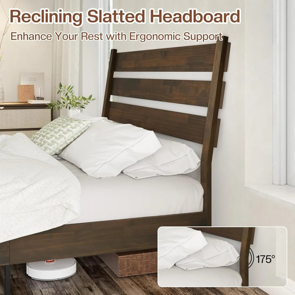 MKDK Jocisland Solid Wood Platform Bed Frame Mid Century