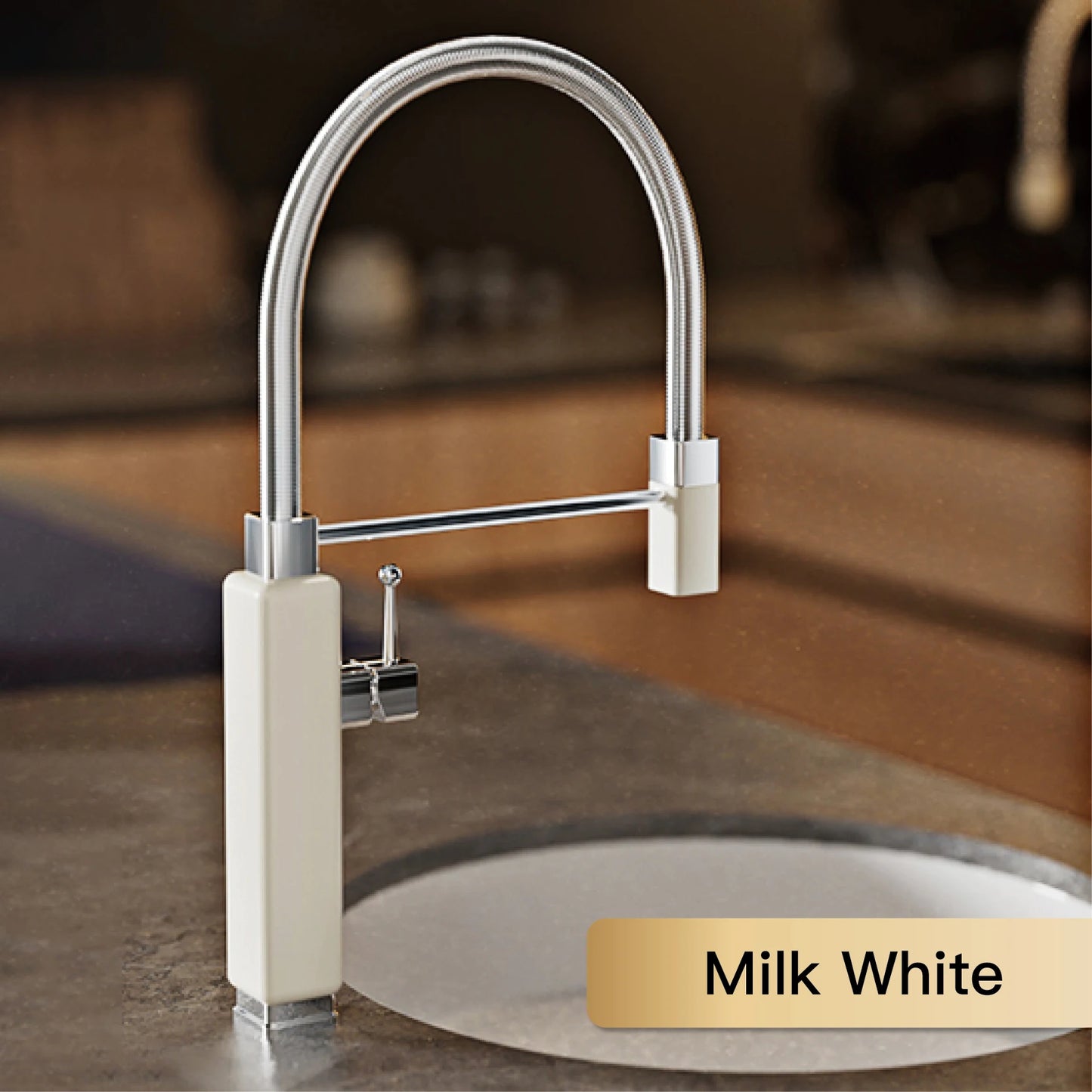 Modern luxury brass red kitchen faucet with retro design, pull-out water outlet, single handle hot and cold water sink Mixer