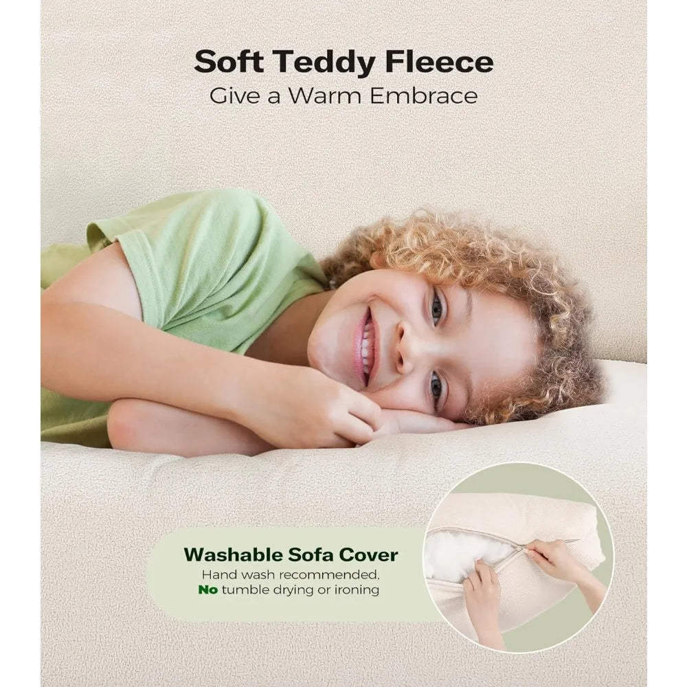 DAFIFY Modern Teddy Fleece Loveseat Sofa For Living Room