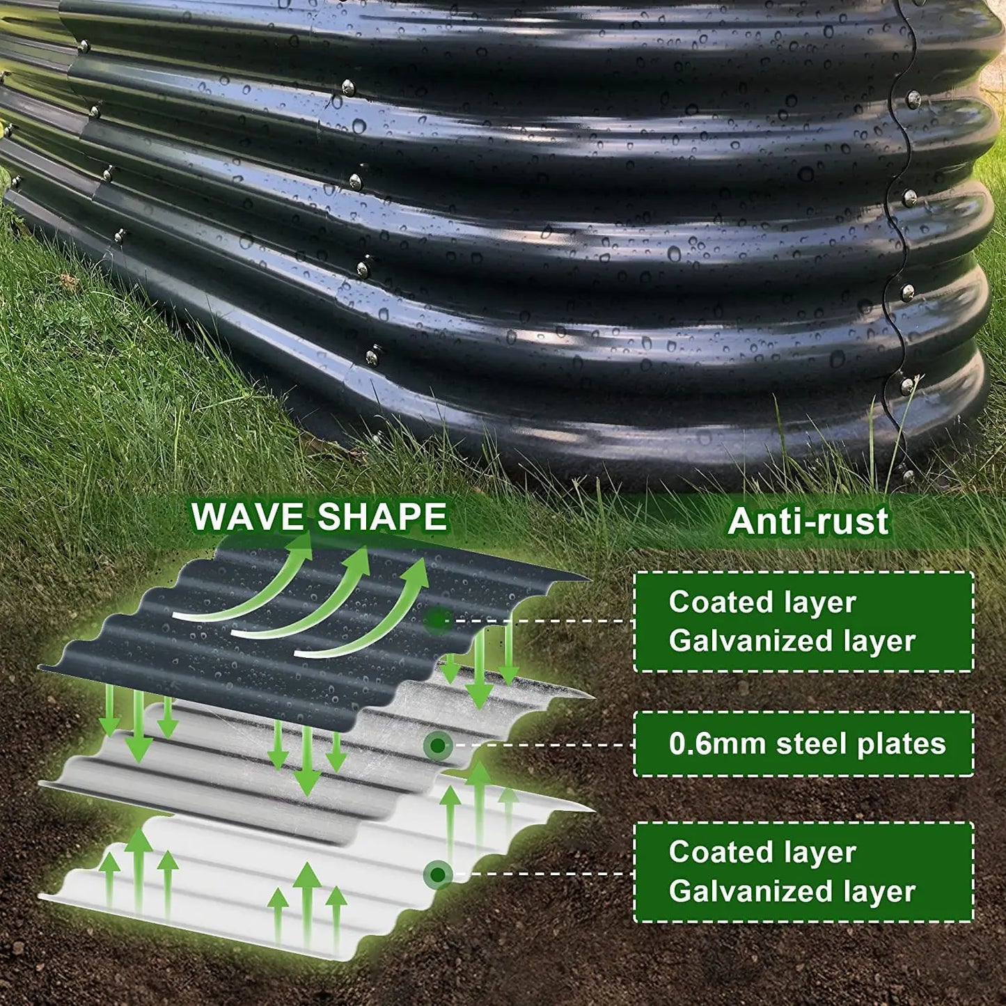 Galvanized Metal Raised Garden Bed 12-In-1 Modular Kit