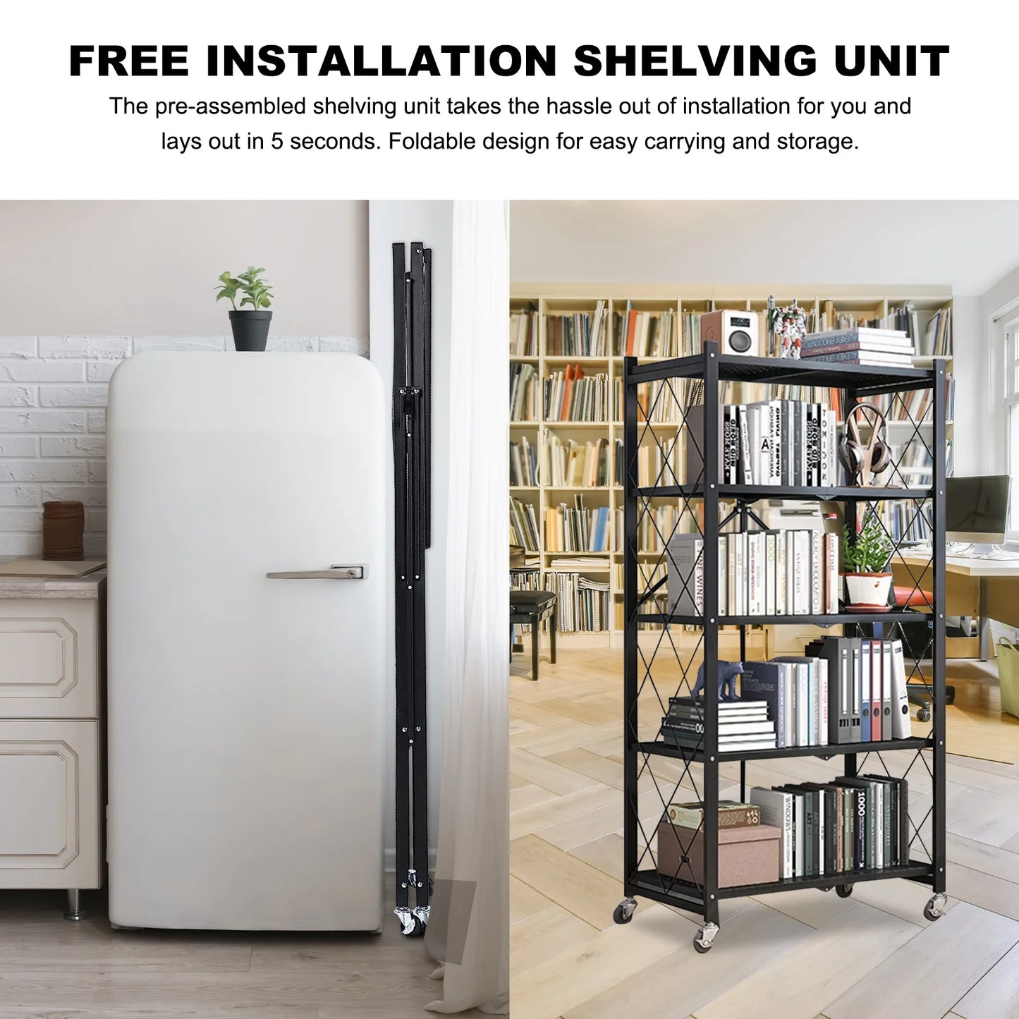 5-Tier Heavy Duty Metal Storage Shelving Unit With Wheels