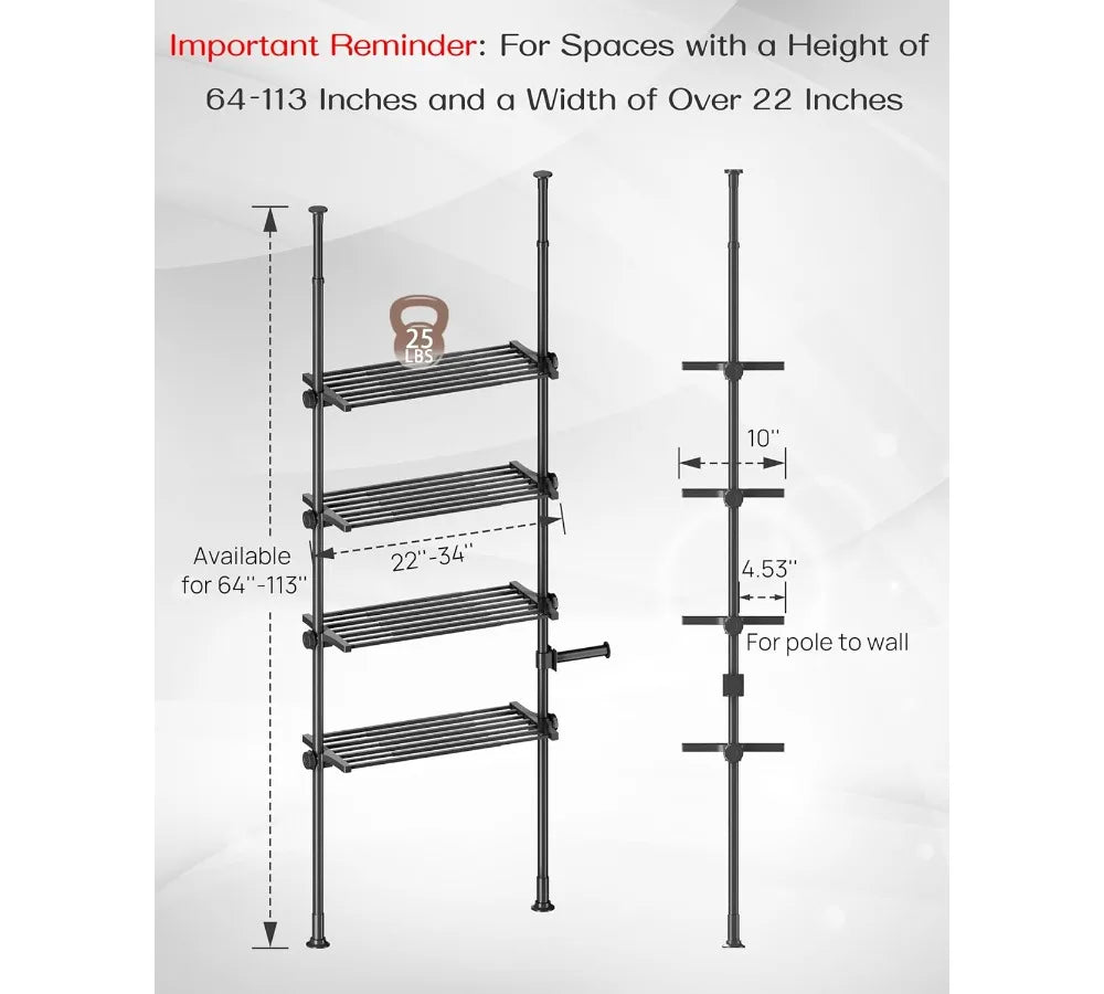 High-concerned Adjustable Over Toilet Storage Shelf 4 Tier Organizer