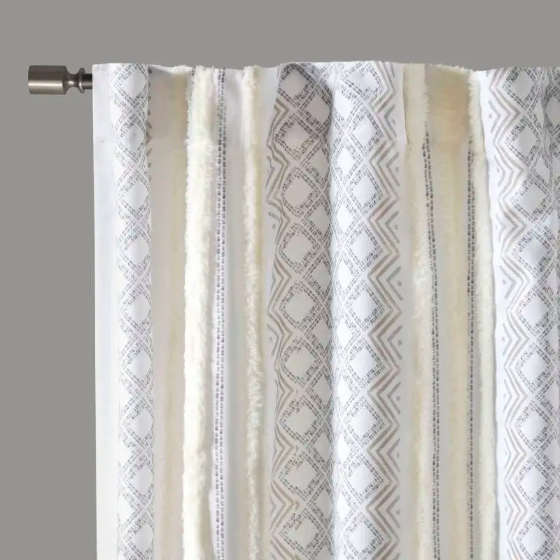 Hign-concerned Curtain Panels Tufted Stripe Poly 2-Pack